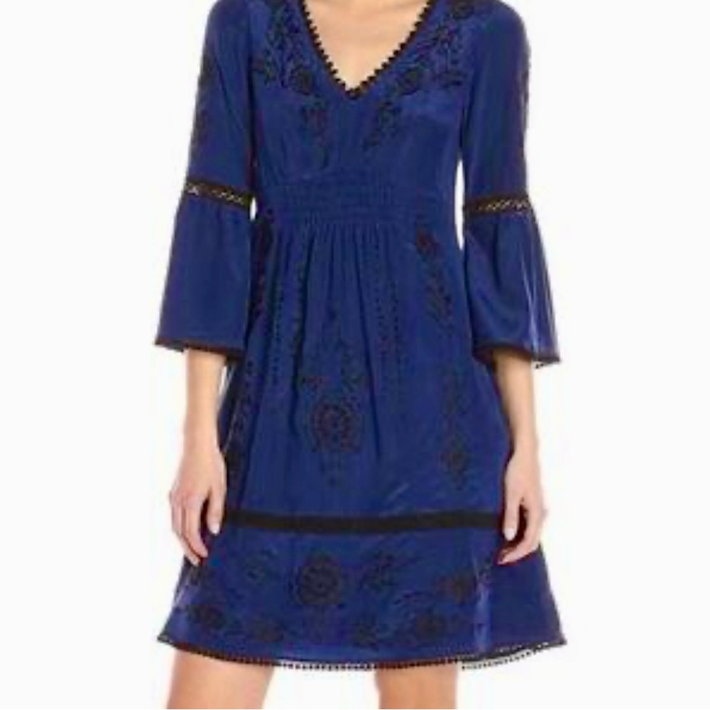 Nanette Lepore NWOT Elegant Silk Vibrant Blue Embroidered Women's Dressā Size 2